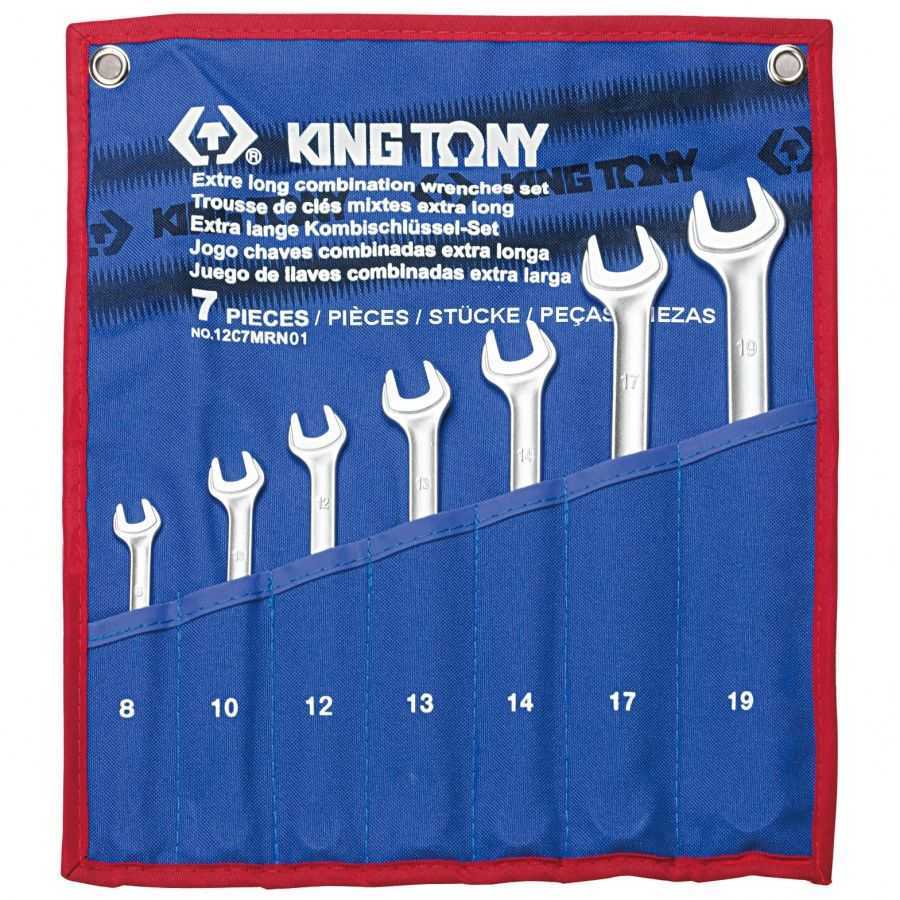 Набор комбинированных удлиненных ключей, 8-19 мм, чехол из теторона, 7 предметов KING TONY 12C7MRN01 Ключи в наборах фото, изображение